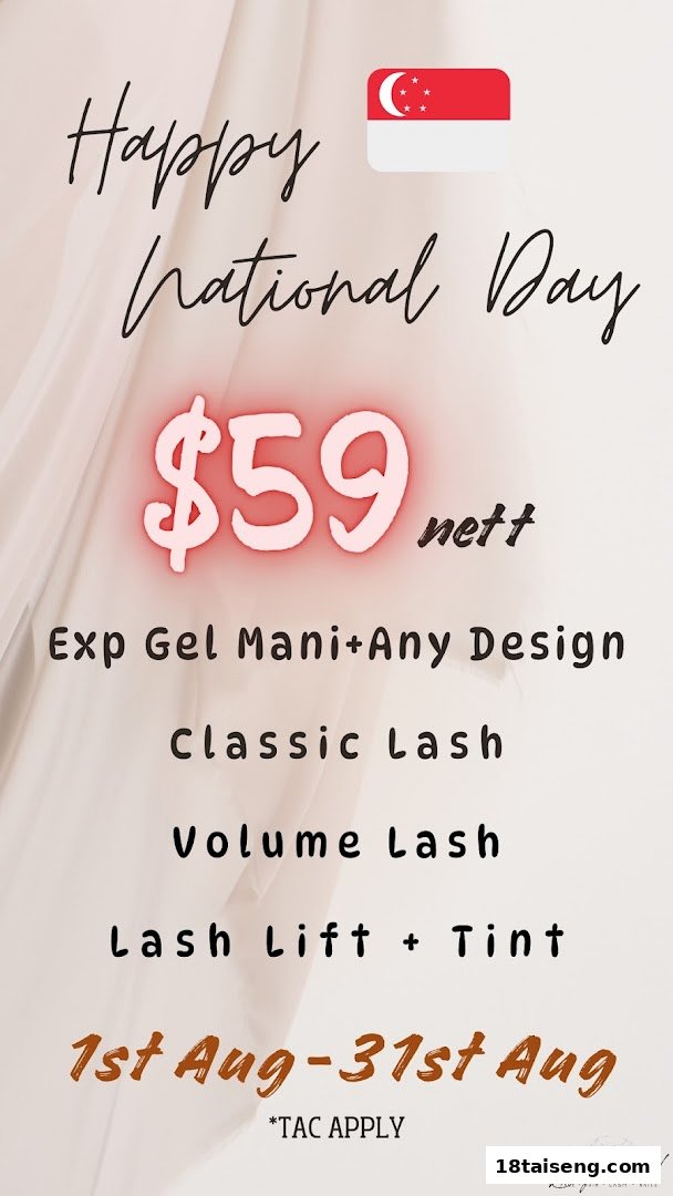 A promotional image for Bejeweled TressesSG offering beauty services at $59 nett for National Day.