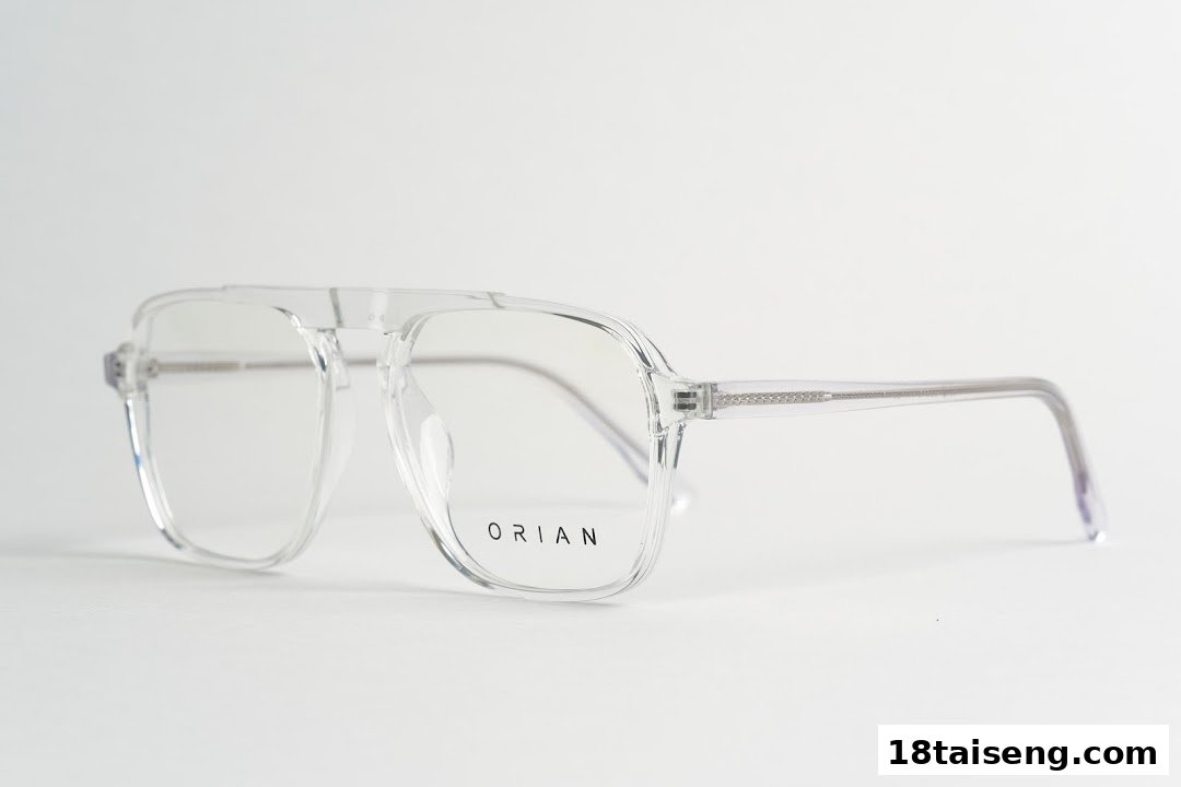 A pair of clear, modern Orian eyeglasses displayed on a clean white background.