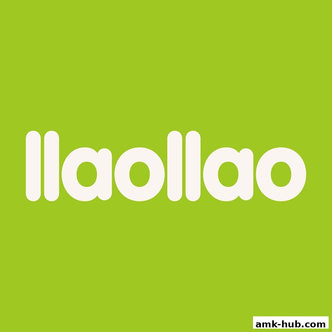 The llaollao logo is displayed in white against a bright green background.