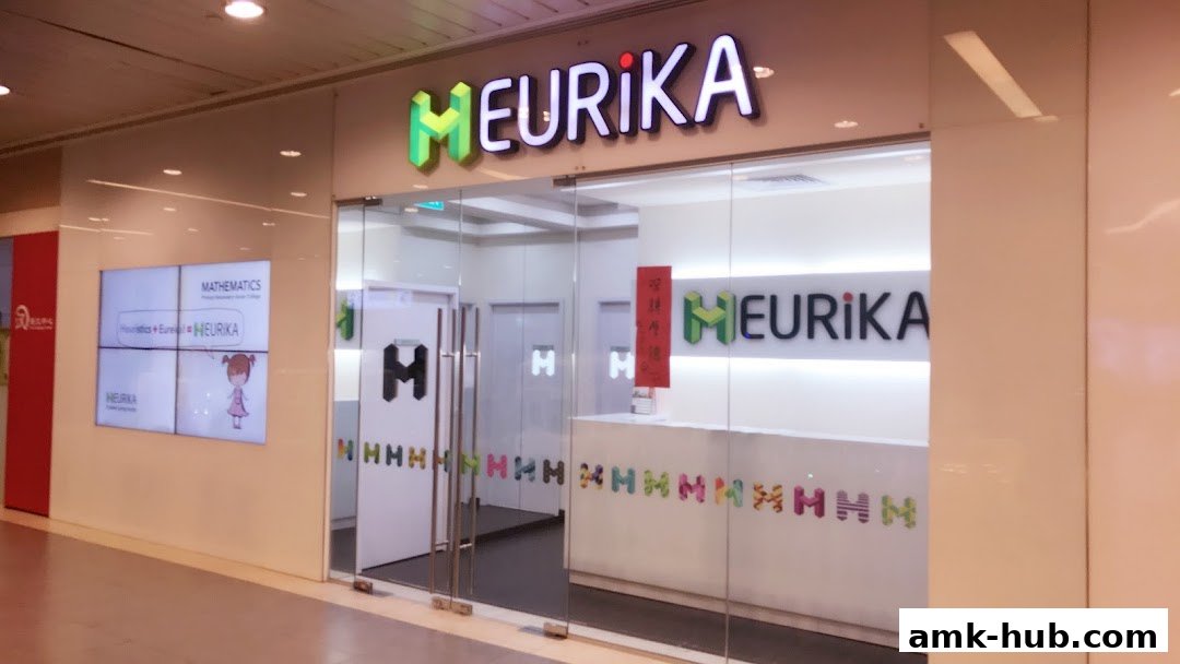 The entrance of Heurika Institute of Mathematics, a learning center with a modern storefront.