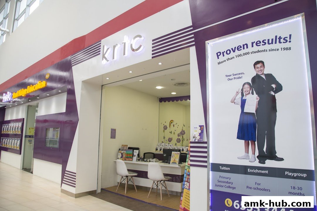 The KRTC Ang Mo Kio shop front with a prominent sign and promotional display.