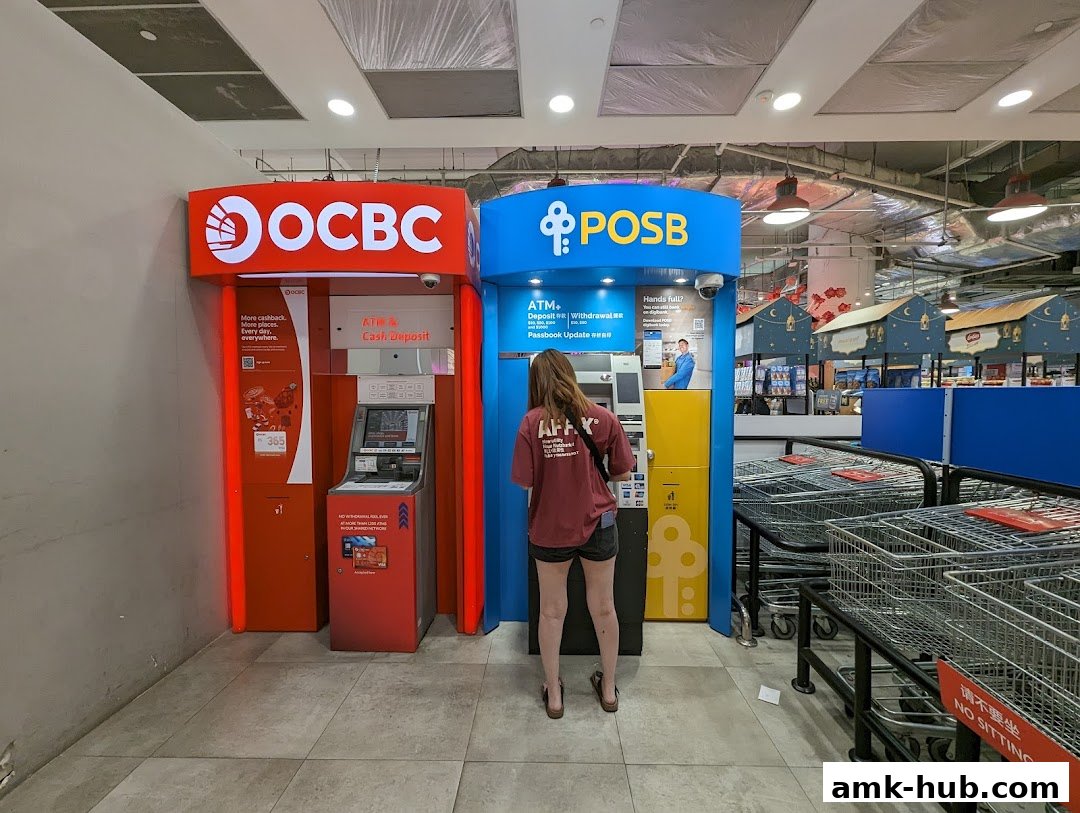 Two bank ATMs, OCBC and POSB, are available for customer use.