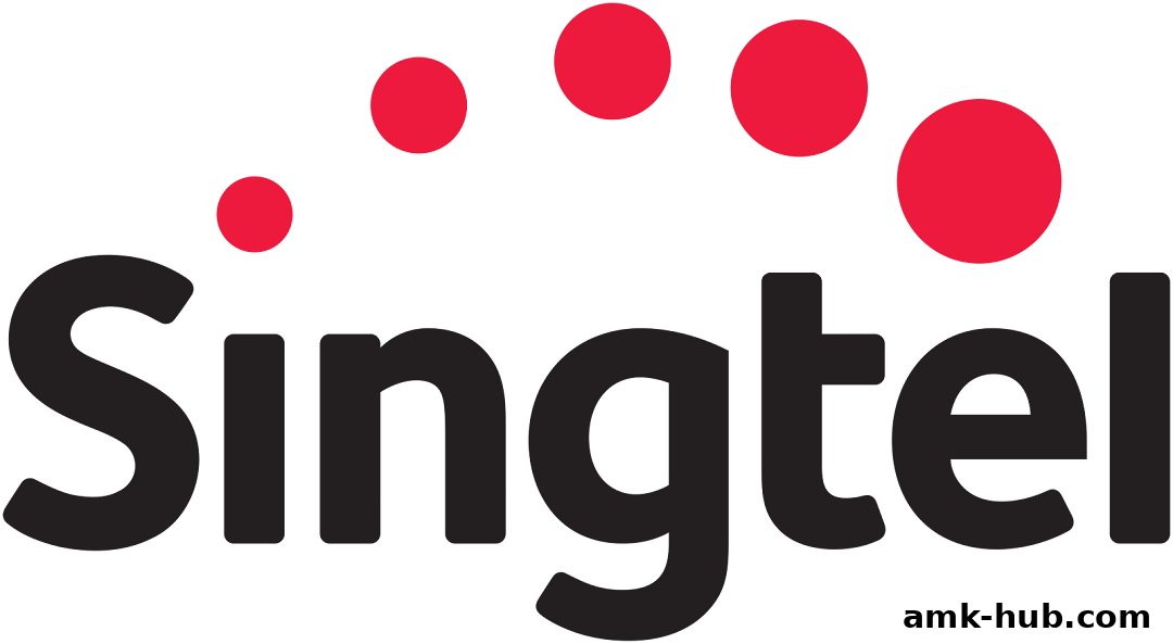 The Singtel logo with red dots above the black text.