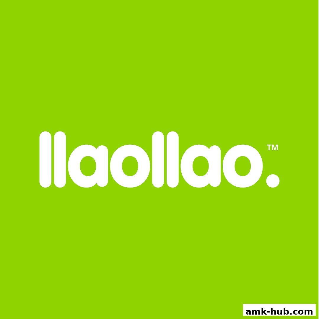 The llaollao logo is displayed in white against a bright green background.