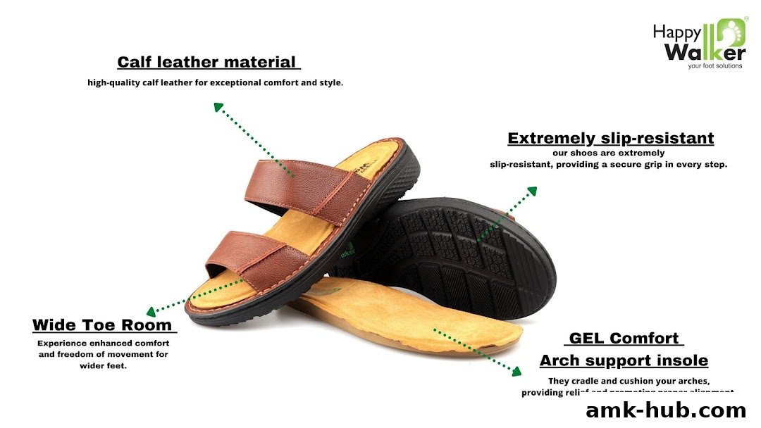 A pair of brown leather sandals with detailed features highlighted.