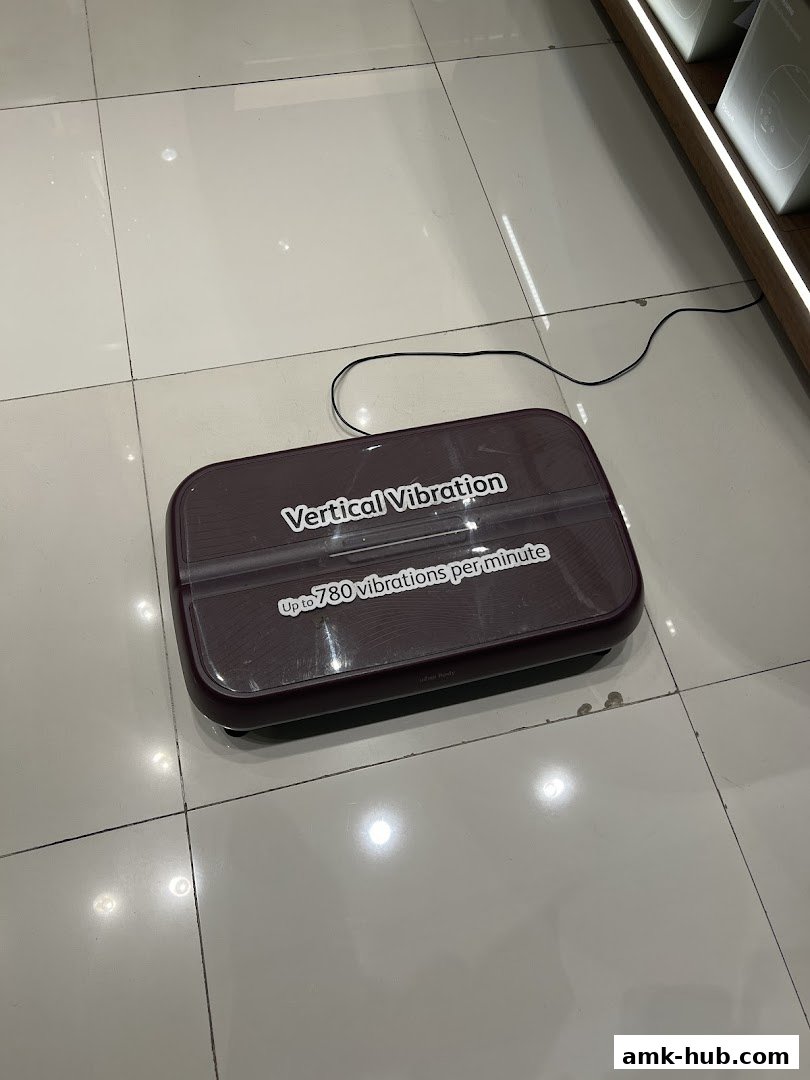A vibration platform with text indicating 'Vertical Vibration' and 'Up to 780 vibrations per minute'.