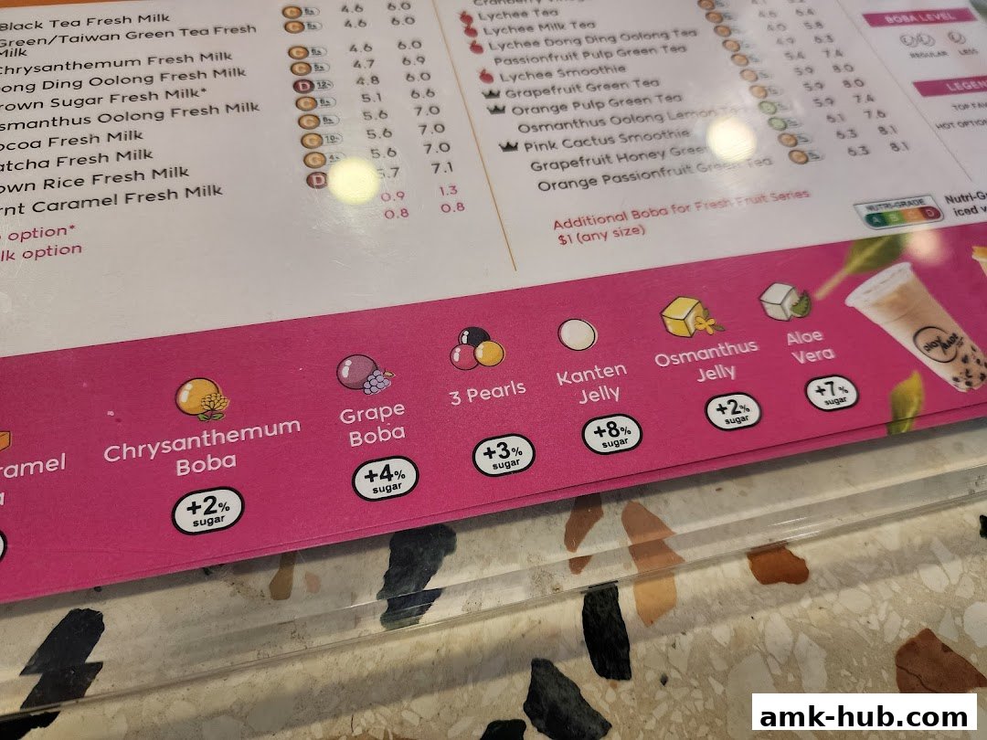 A menu from Playground by PlayMade showing various boba tea options and toppings.