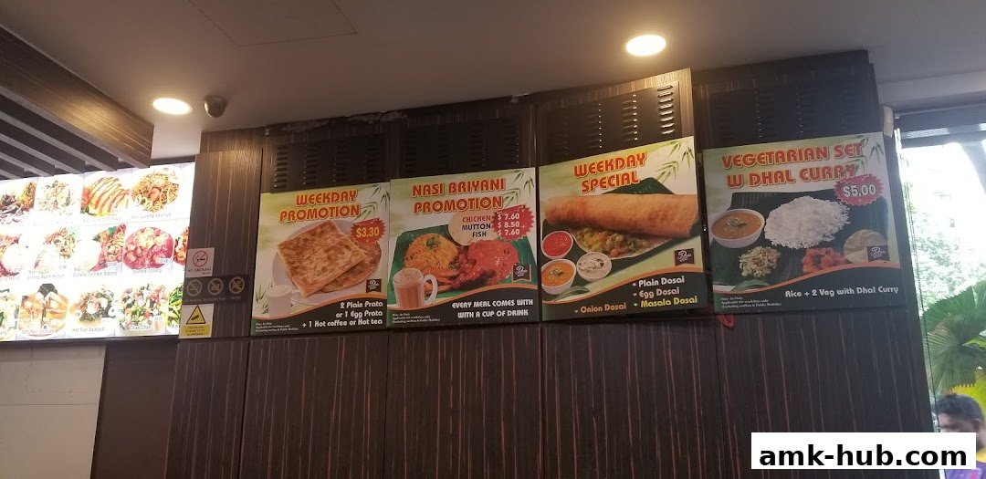 A menu board displaying various promotions and specials for Prata Raya.