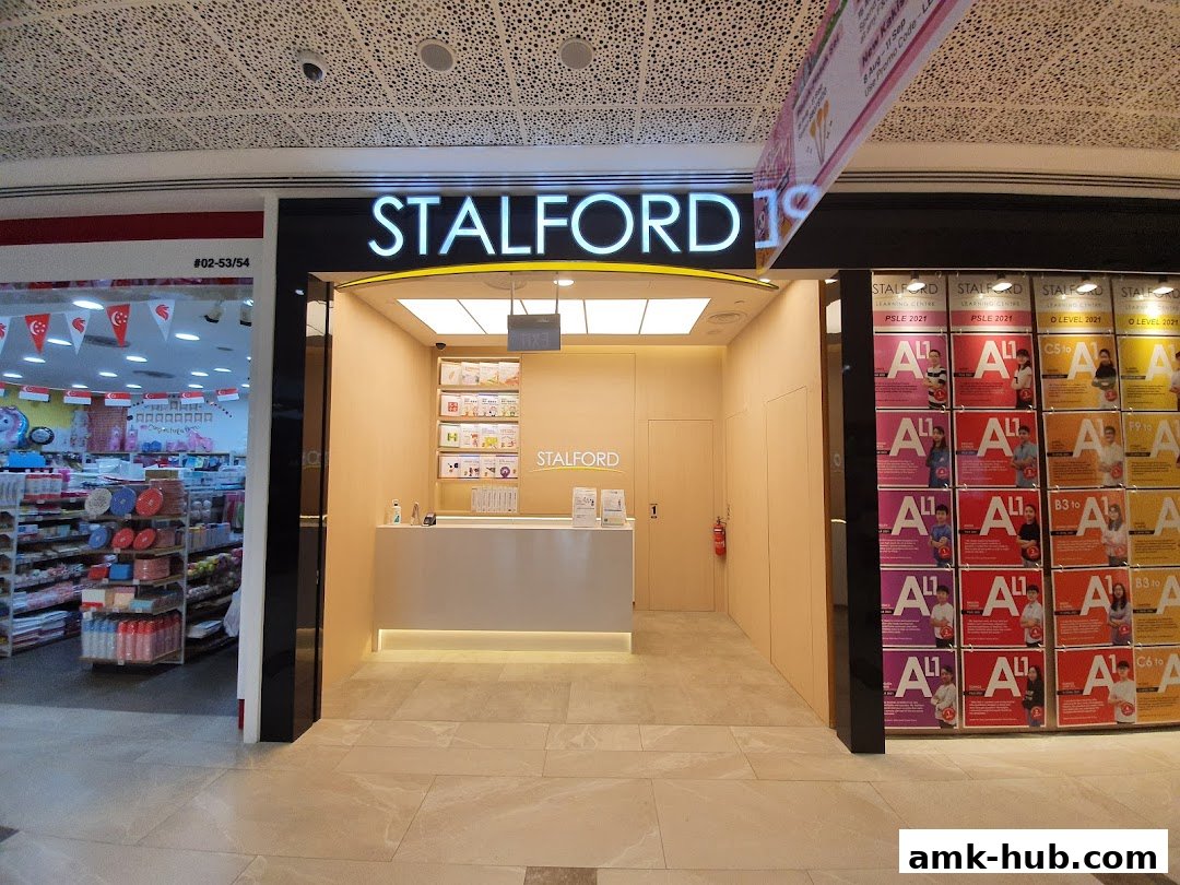 The entrance of Stalford Learning Centre with its prominent signage and educational posters.