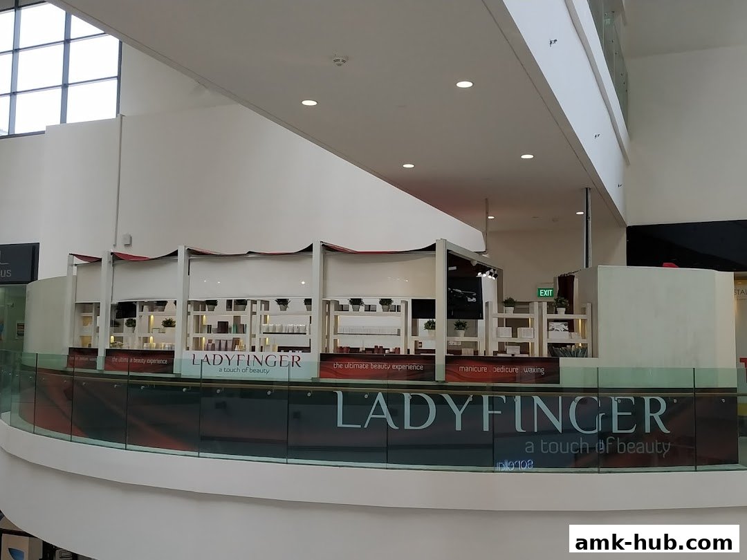The Ladyfinger beauty shop is displayed with products on shelves and its branding visible.