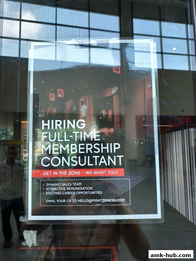 A hiring poster for a full-time membership consultant at Fight Zone.