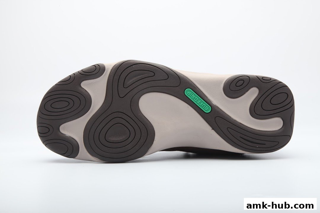 Close-up of a shoe sole with a unique tread pattern and 'BUFFGRIP' branding.