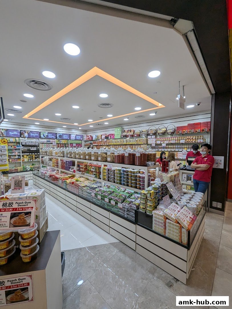 Interior view of a well-stocked health and wellness shop with various products displayed.