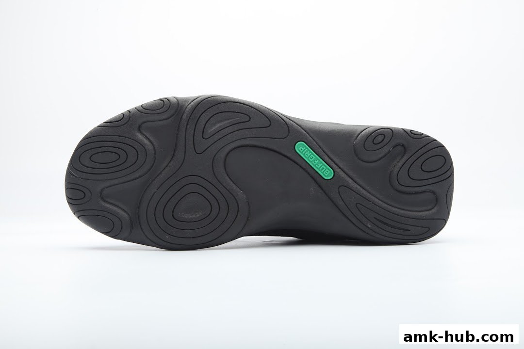 Close-up of the sole of a black shoe with a textured grip pattern and 'BUFFGRIP' branding.
