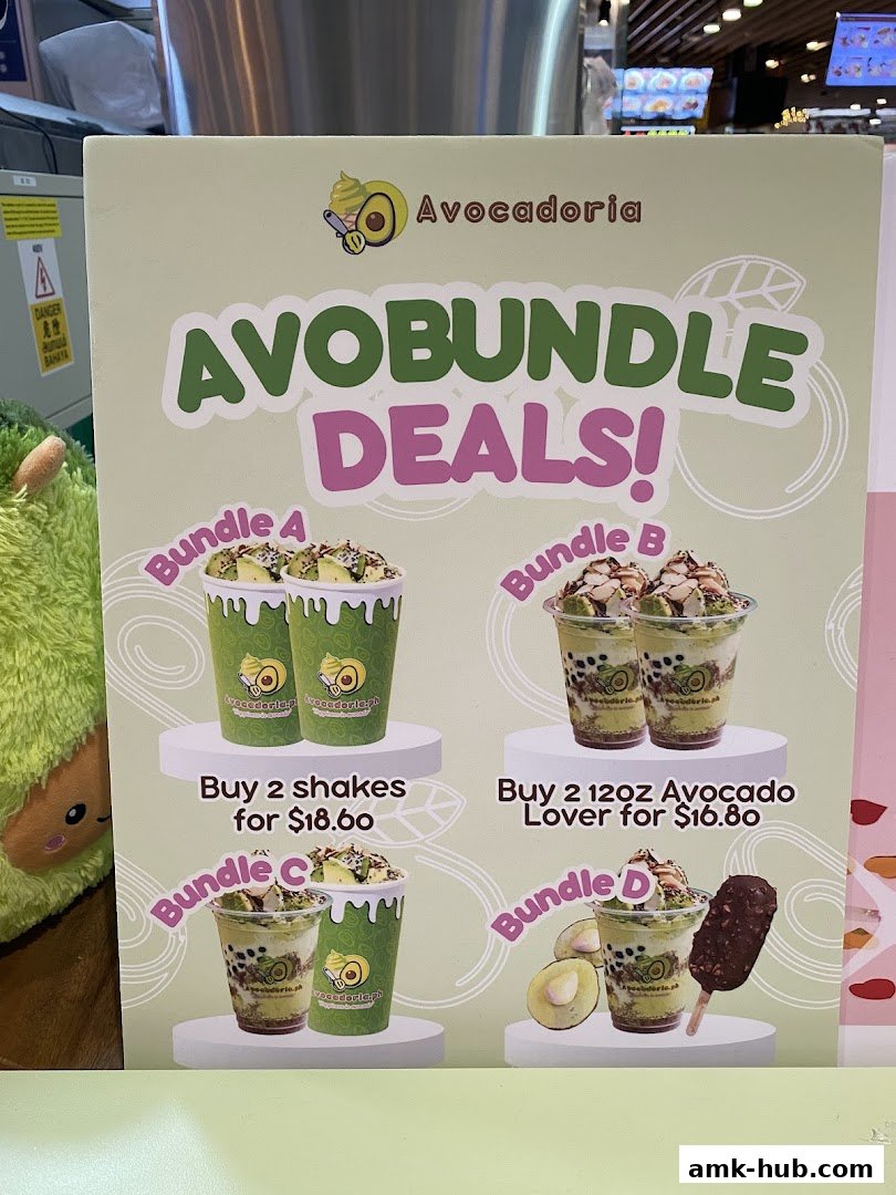 A promotional poster for Avocadoria featuring various avocado bundle deals.