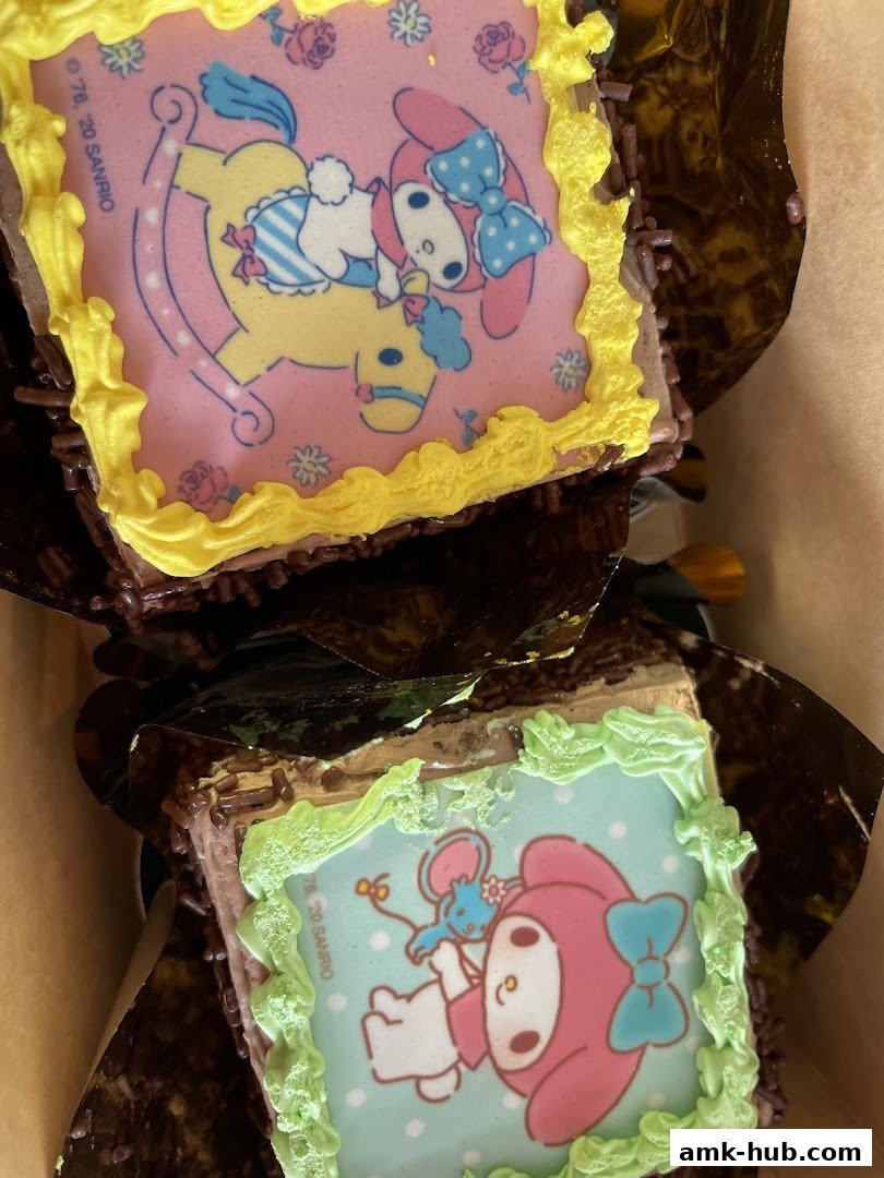 Close-up of two decorated cakes featuring Sanrio characters My Melody.