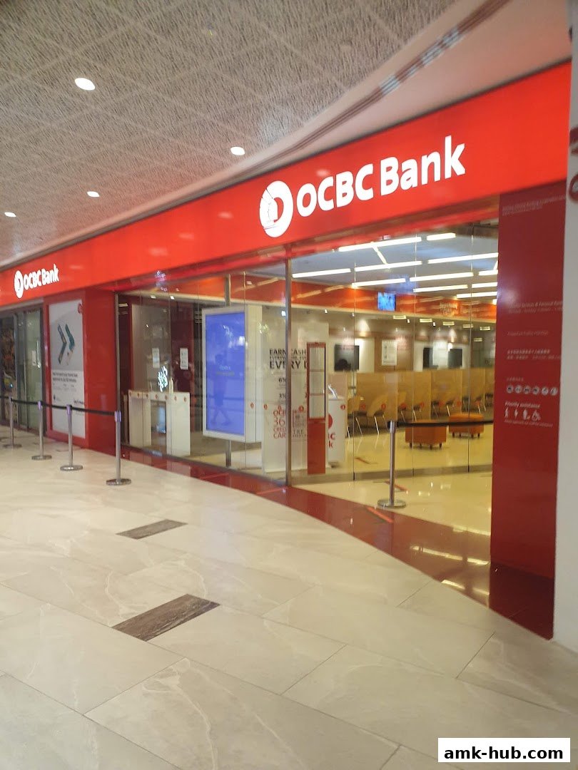 The exterior of an OCBC Bank branch with its prominent red and white signage.