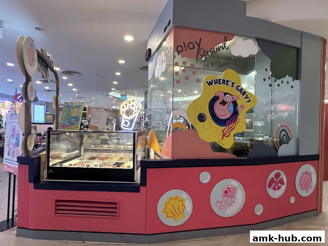 Playground by PlayMade ice cream shop with colorful Spongebob themed decor.