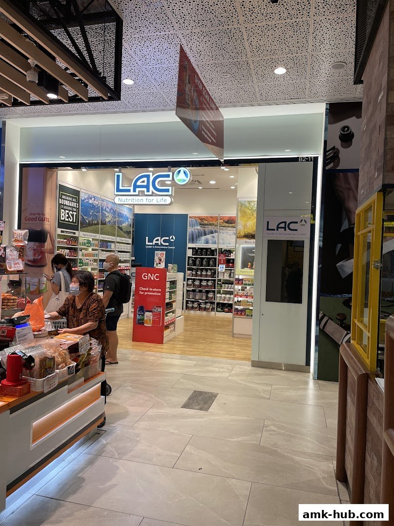 The entrance of LAC Nutrition For Life store, showcasing health supplements and products.