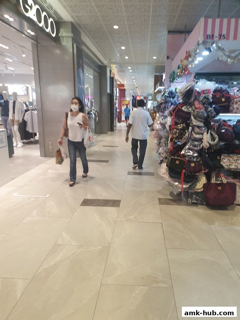 People walking in a mall hallway with shops on either side.
