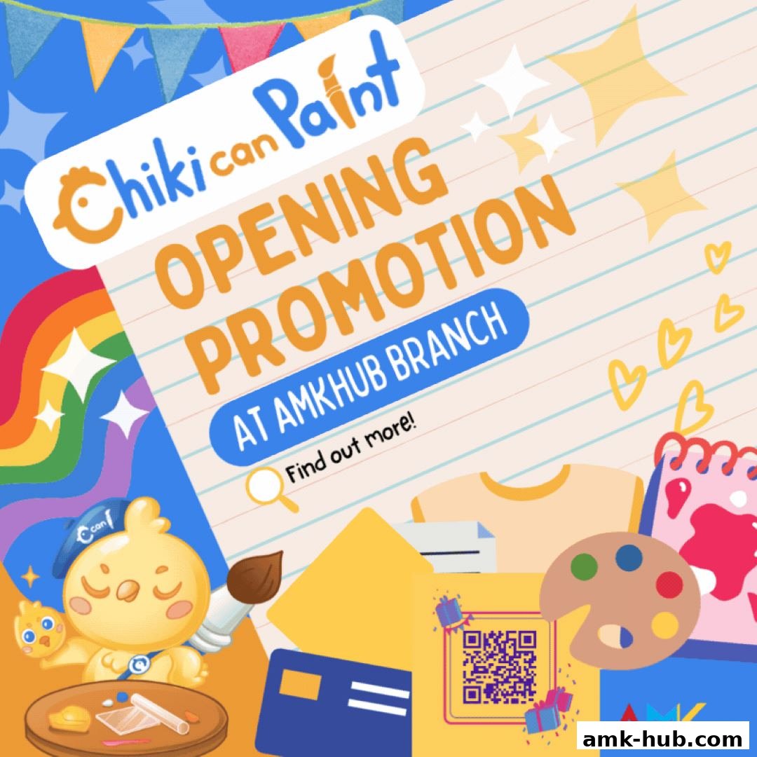 An advertisement for Chiki can Paint's opening promotion at AMK Hub branch.