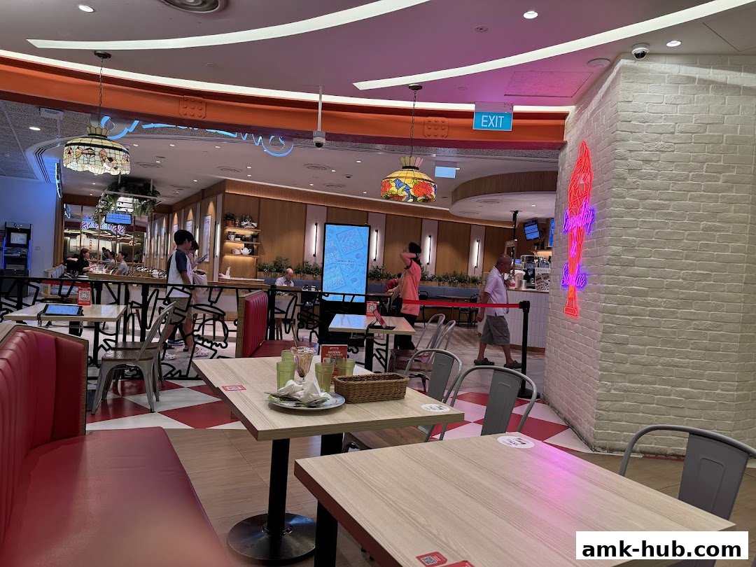Interior view of Swensen's restaurant with tables, chairs, and customers.