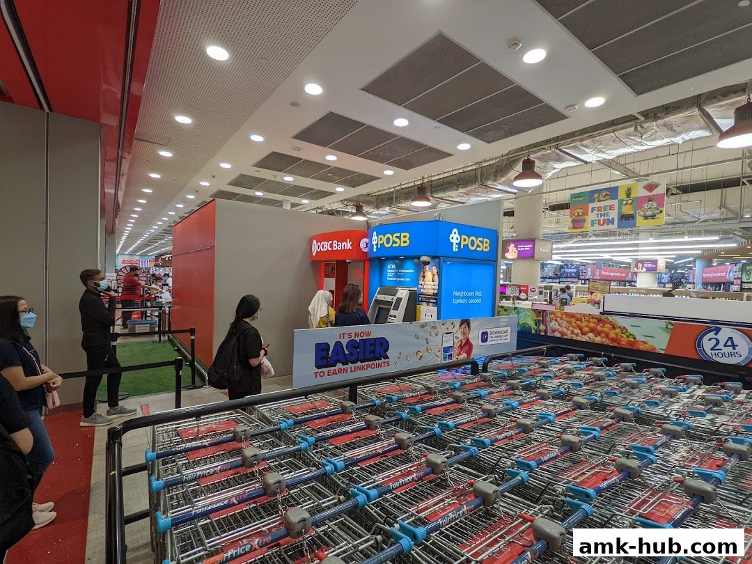 OCBC and POSB ATMs are available inside a Fairprice Xtra supermarket.