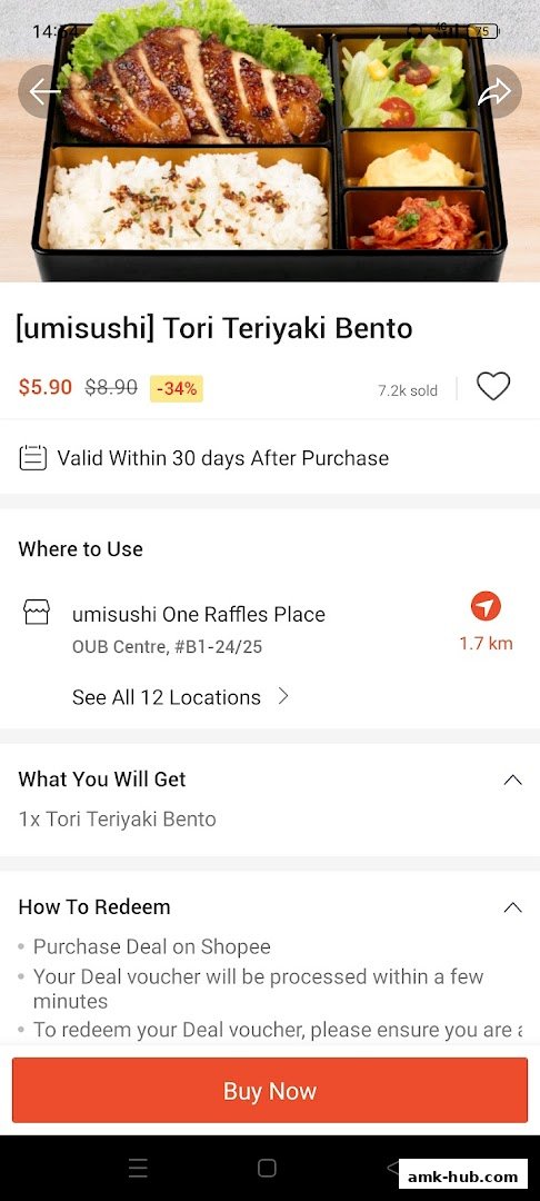 A delicious Tori Teriyaki Bento from umisushi, featuring grilled chicken, rice, and side dishes.
