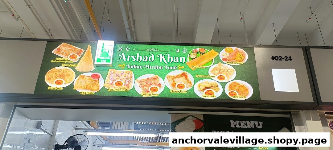 A vibrant menu board displaying various Indian Muslim food items like prata, dosai, and murtabak with prices.
