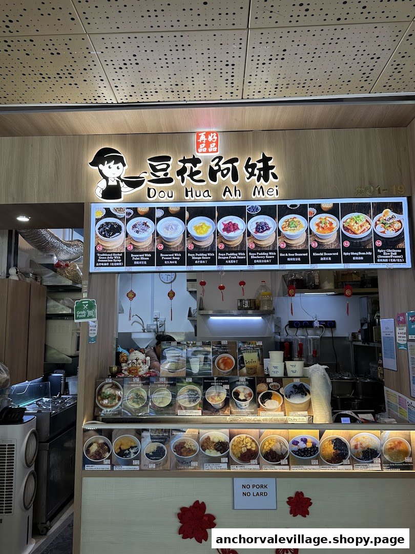 A vibrant display of traditional Chinese desserts and savory beancurd dishes at Dou Hua Ah Mei.