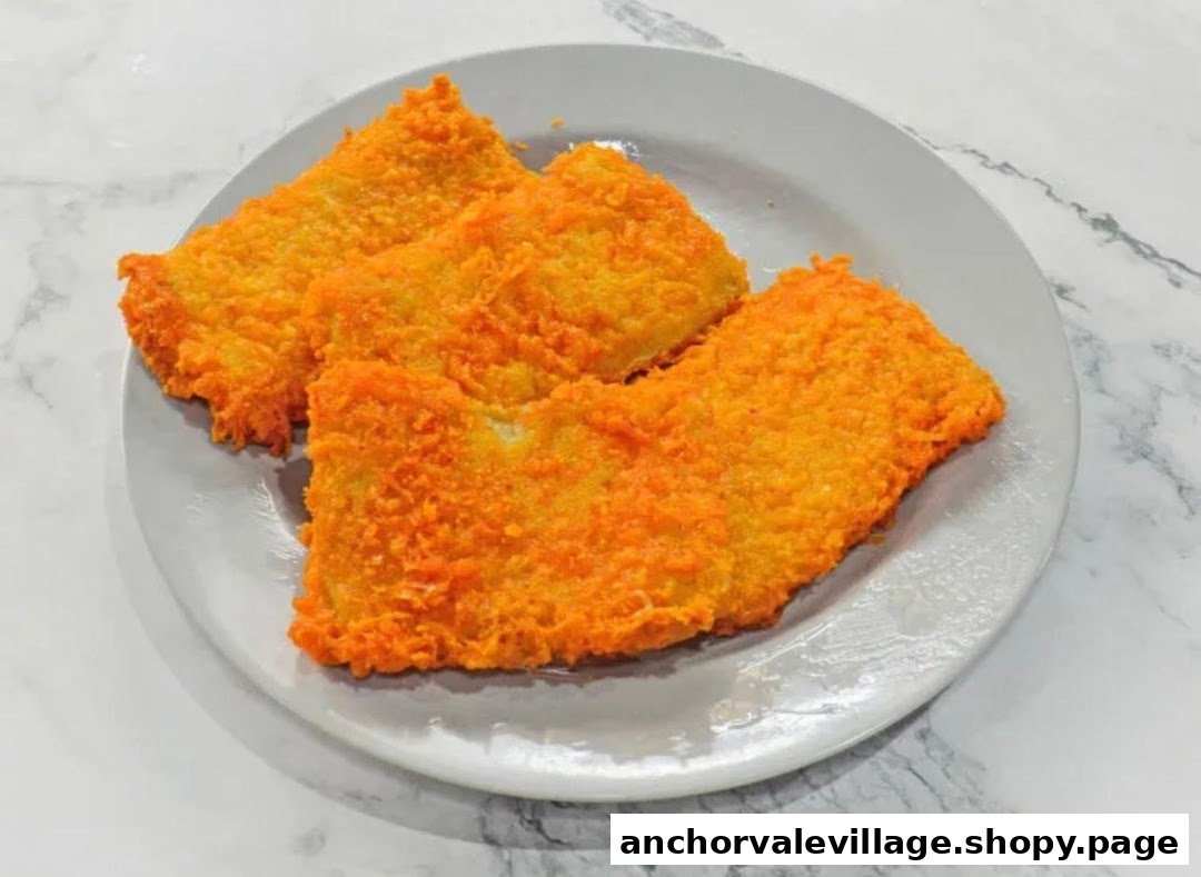 Three pieces of golden-fried, breaded items, likely fish or chicken, served on a white plate.