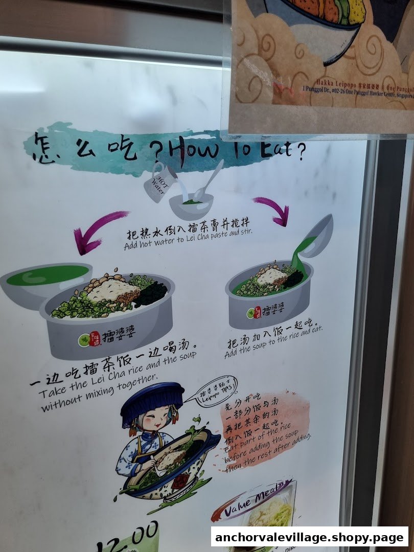 Visual instructions on how to enjoy Hakka Lei Cha from Hakka Leipopo.