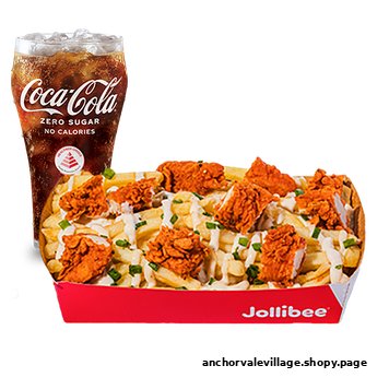 Jollibee's crispy chicken fries with sauce and a Coca-Cola Zero Sugar drink.