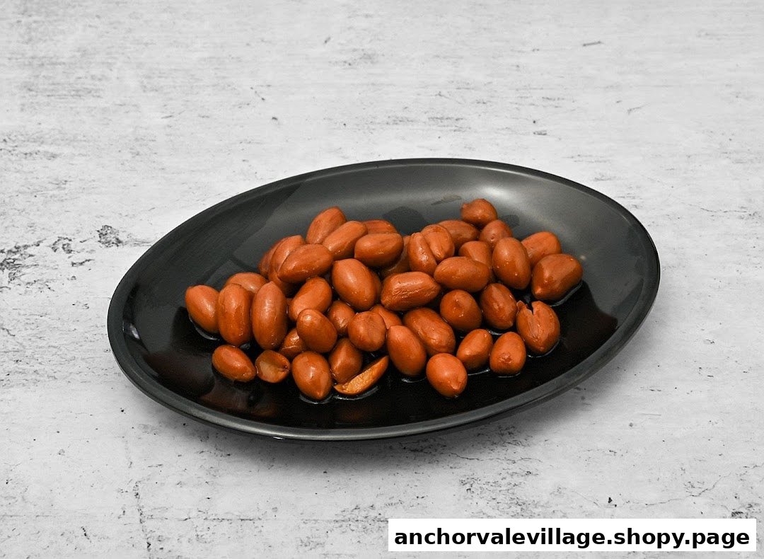 A black plate filled with delicious braised peanuts, a classic side dish.