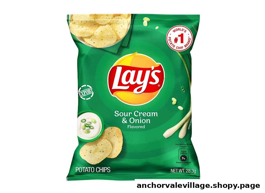 A vibrant green bag of Lay's Sour Cream & Onion potato chips.