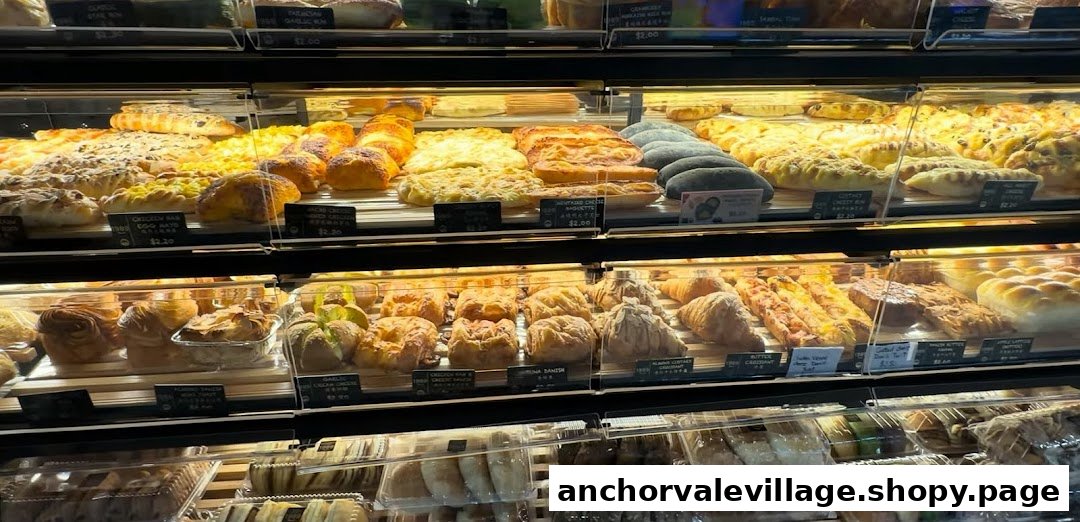 A brightly lit display case showcasing a wide variety of freshly baked breads and pastries.