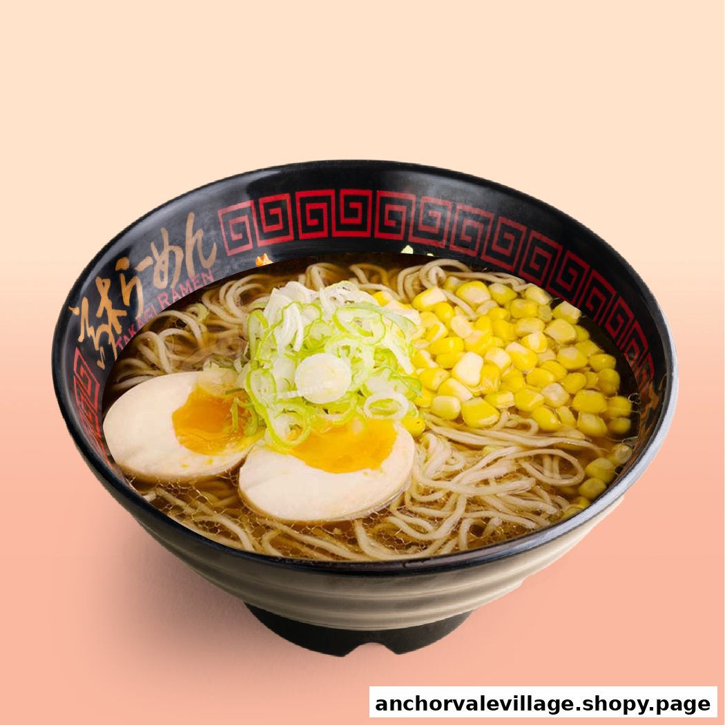 A vibrant bowl of ramen with noodles, soft-boiled eggs, corn, and green onions.