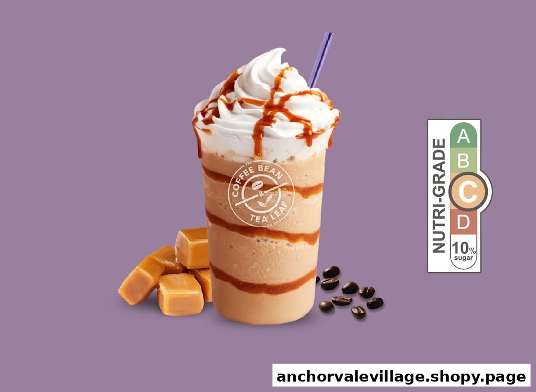 A delicious caramel blended drink with whipped cream and caramel drizzle from The Coffee Bean & Tea Leaf.