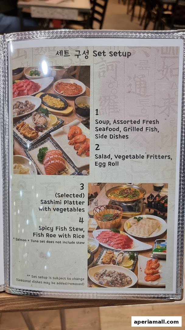 A menu page showcasing various set meal options with accompanying images.