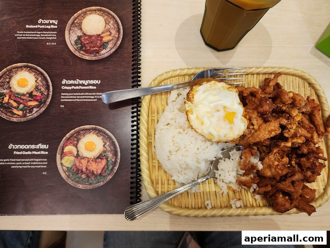 A menu from Nana Original Thai Food featuring Thai dishes with rice.