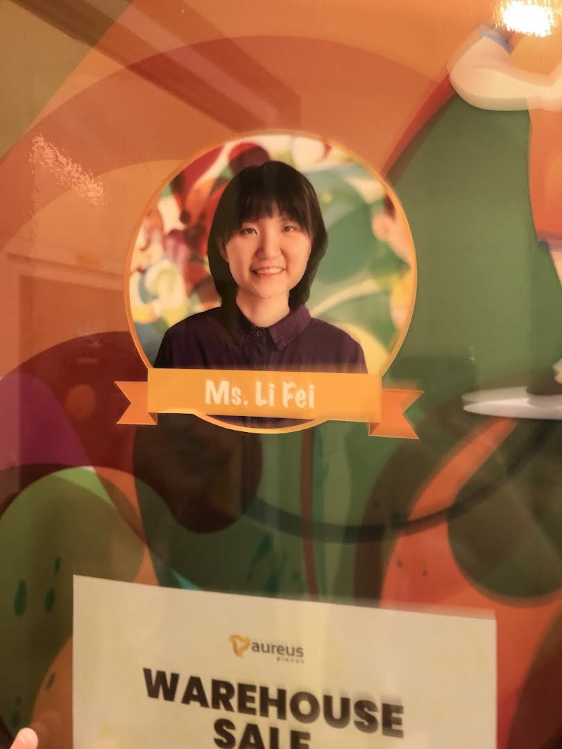 Image of a staff member's photo and a 'Warehouse Sale' sign.