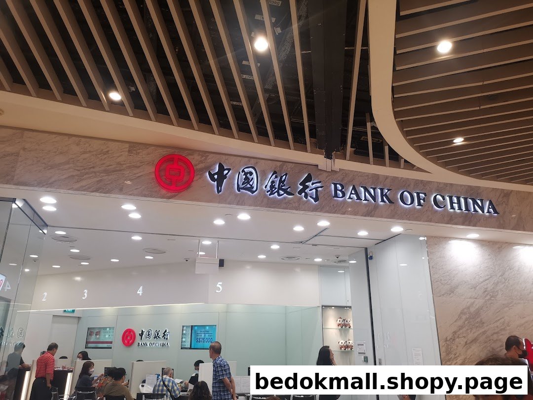 Interior view of Bank of China with service counters and customers.