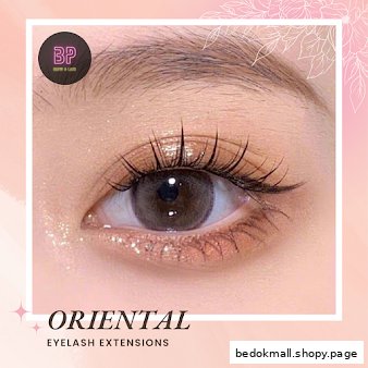 Close-up of an eye showcasing oriental eyelash extensions.