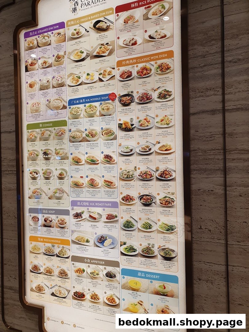 A brightly lit menu board displaying a wide variety of Hong Kong dim sum, noodles, roast fare, and classic wok dishes.