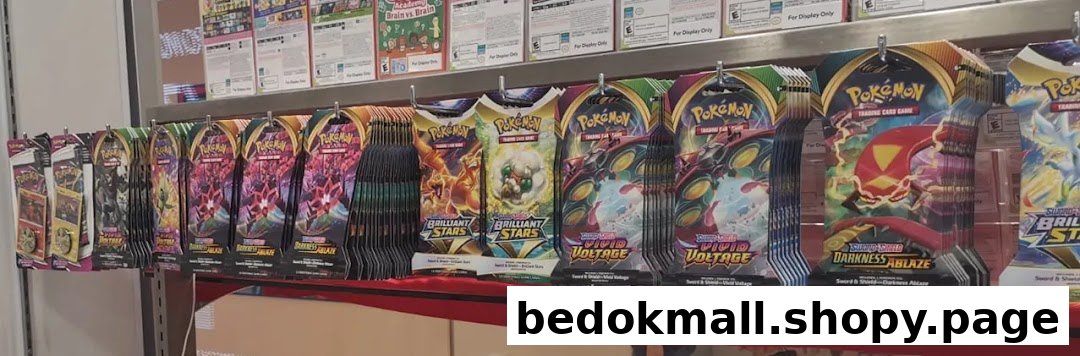 Pokémon trading card game booster packs displayed on a retail shelf.