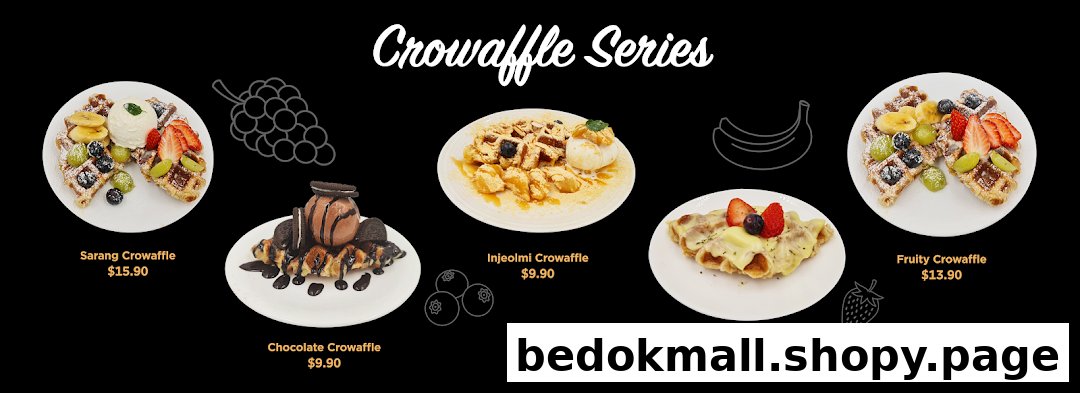 A menu displaying various crowaffle desserts with prices.
