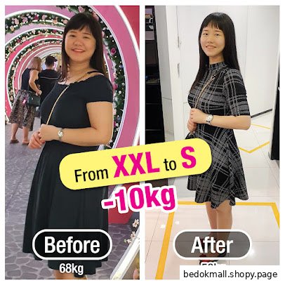 Before and after comparison of a woman showing weight loss results.
