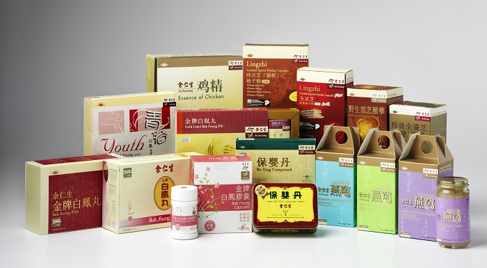 A collection of various packaged health products and supplements on a white background.