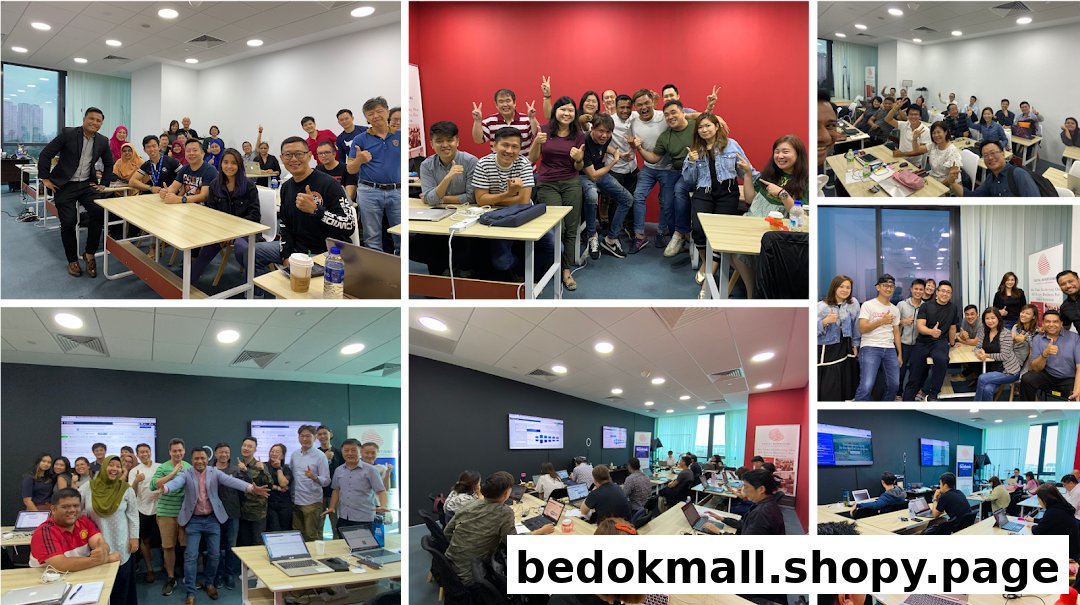 Collage of people in a classroom/office setting, some posing, some working.