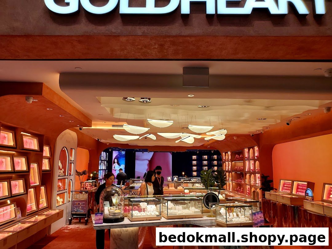 Interior view of a Goldheart Jewelry shop with displays and customers.